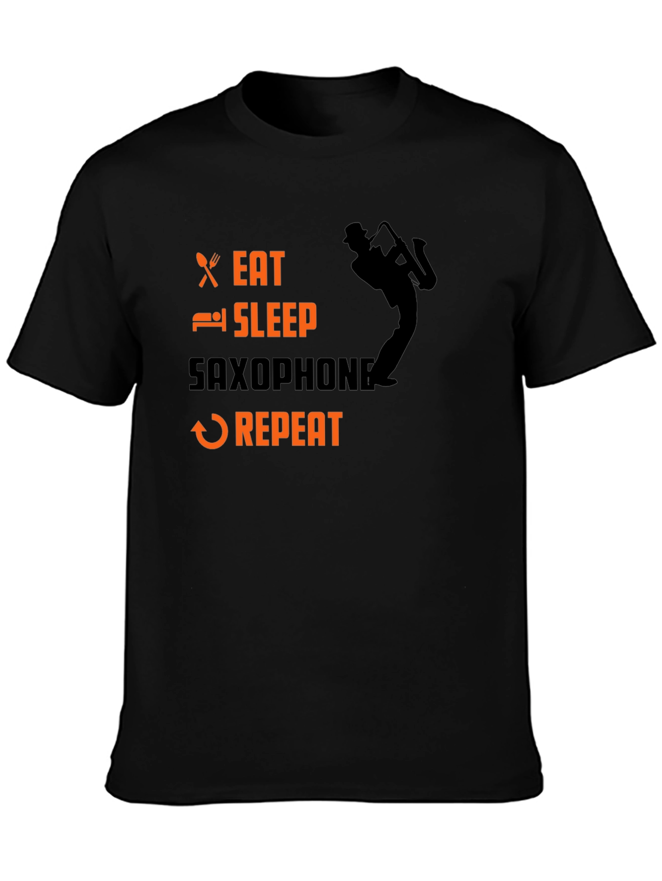 Eat Sleep Saxophone Repeat Black T-Shirt
