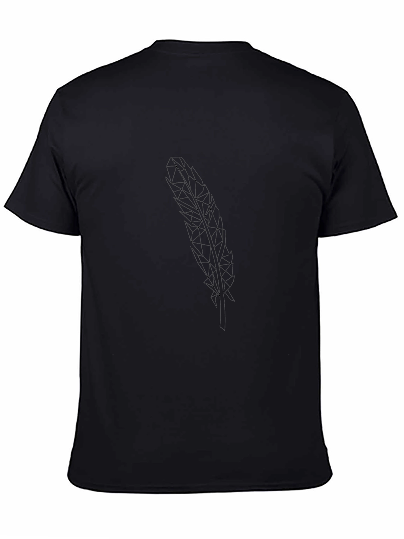 Geometric Feather Print Black T-Shirt