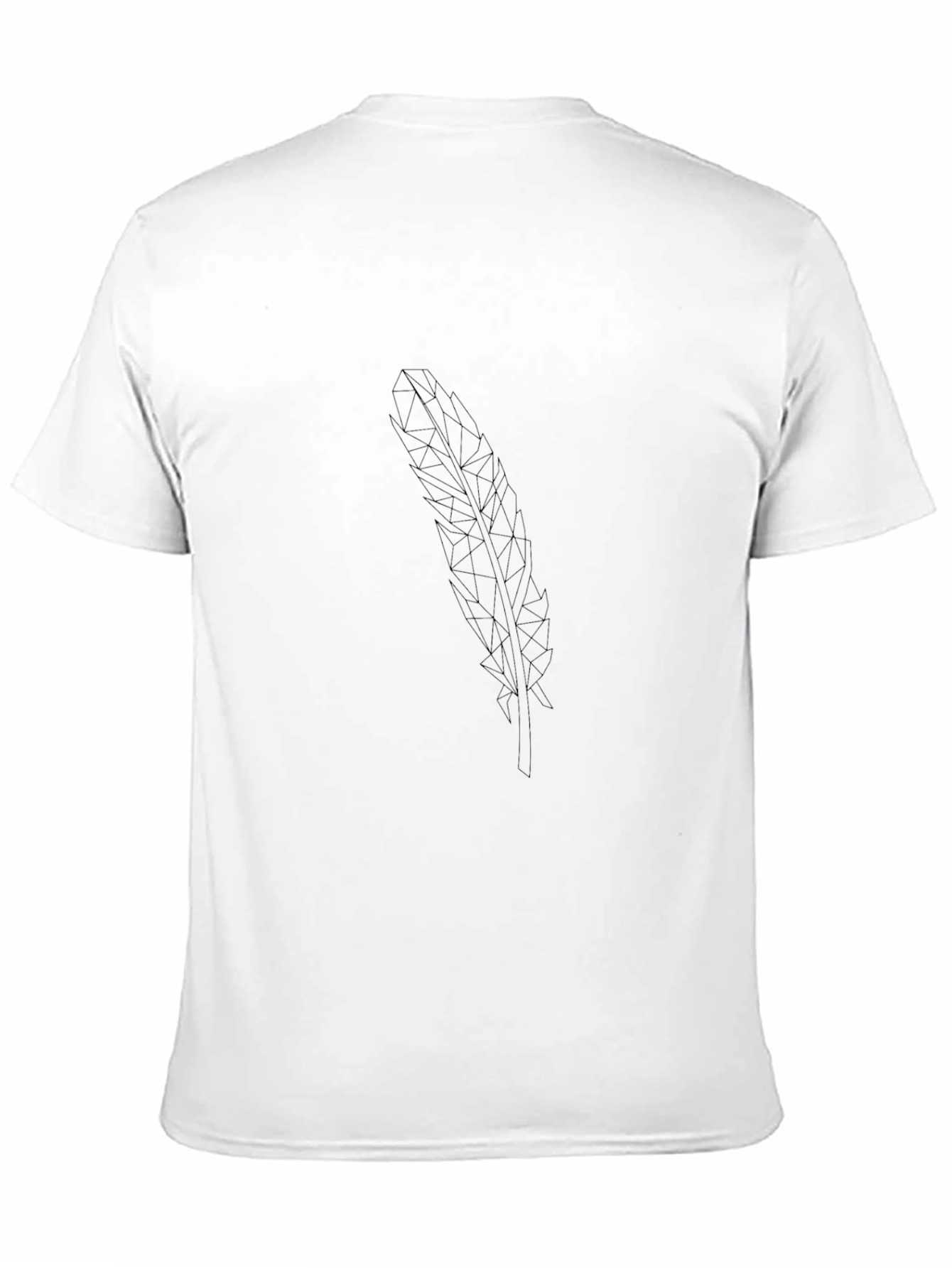 Geometric Feather Print Black T-Shirt