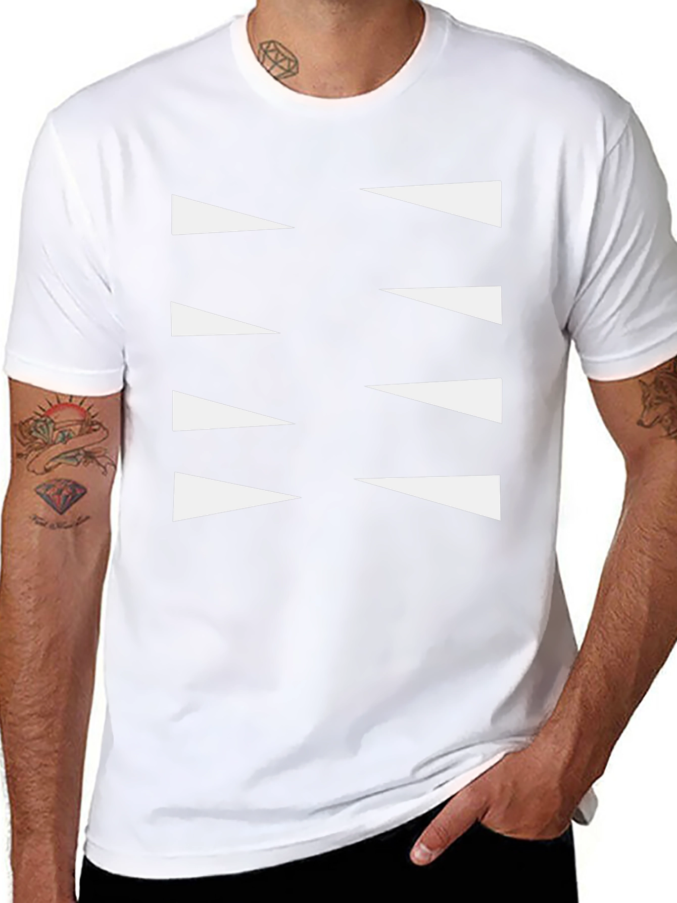 Modern Graphic Tee - Black Shirt with White Triangles