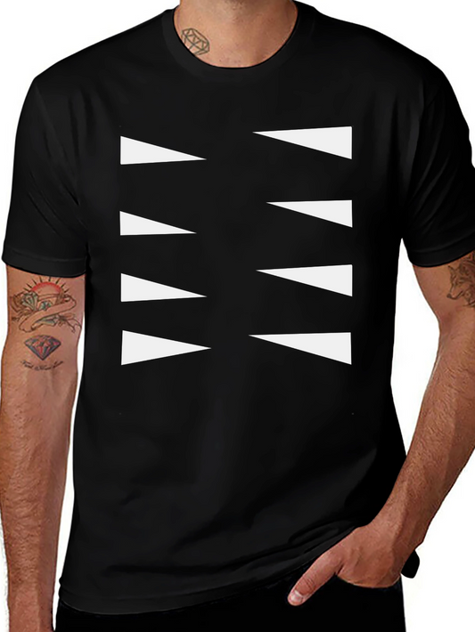 Modern Graphic Tee - Black Shirt with White Triangles