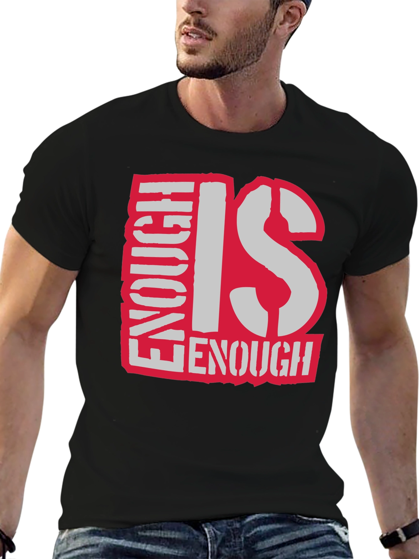Enough Is Enough Graphic T-Shirt - Black Cotton