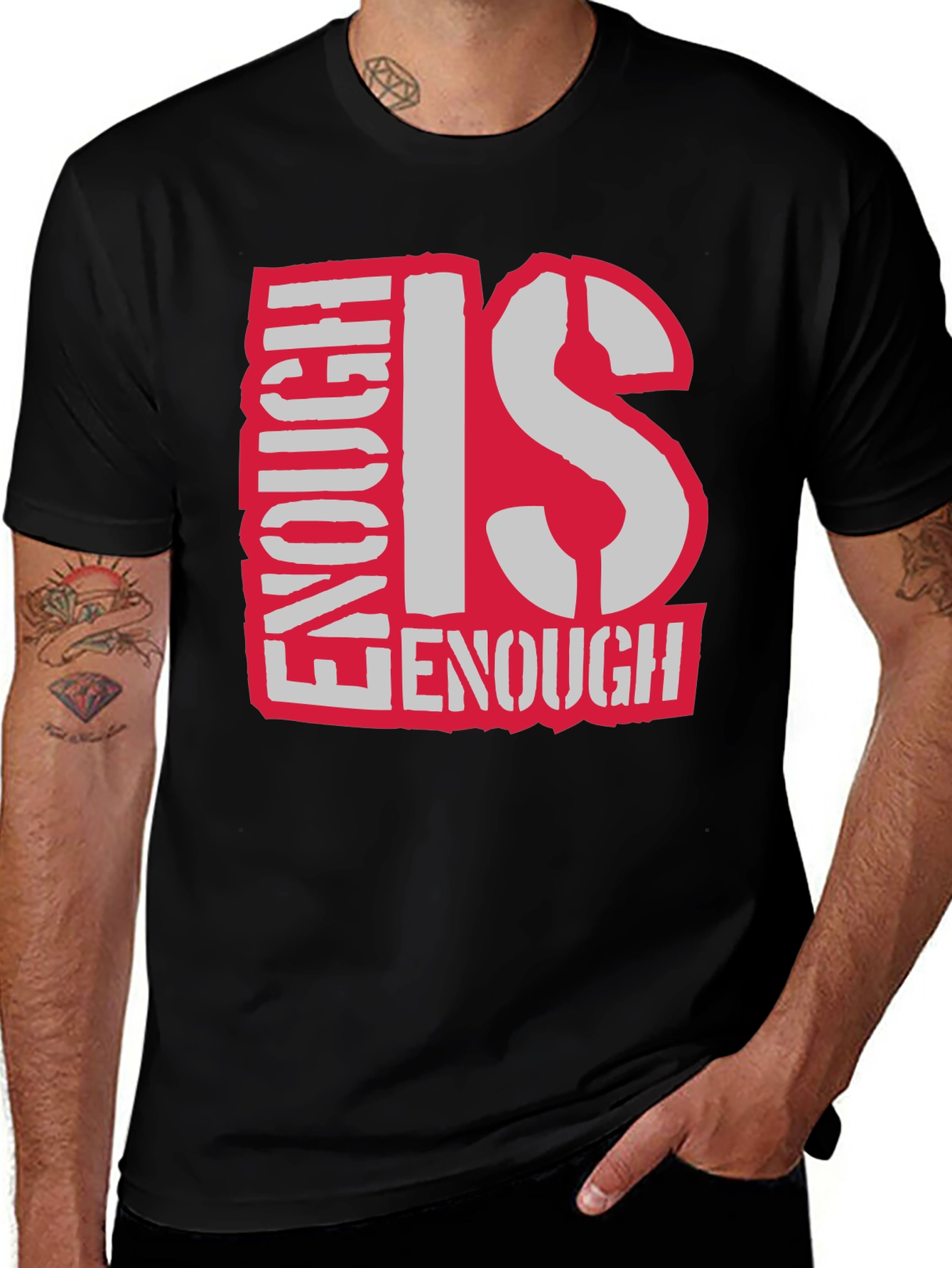 Enough Is Enough Graphic T-Shirt - Black Cotton