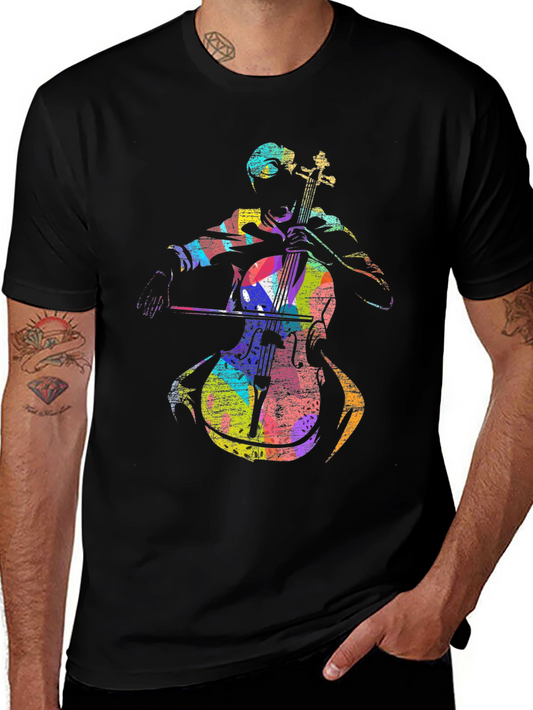 Colorful Cello Player Graphic Tee