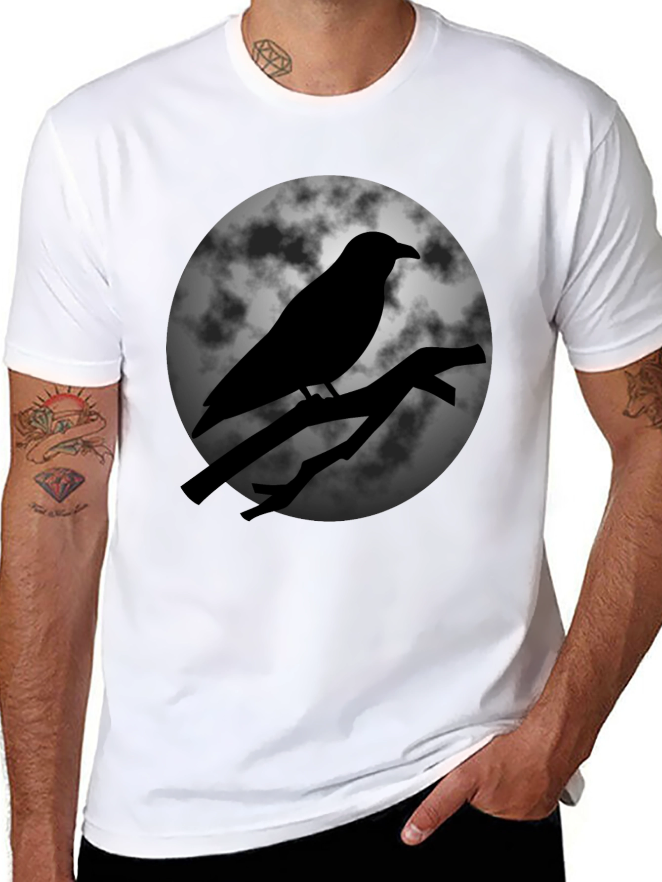 Raven Moon T-Shirt - Gothic Style Crow Tee