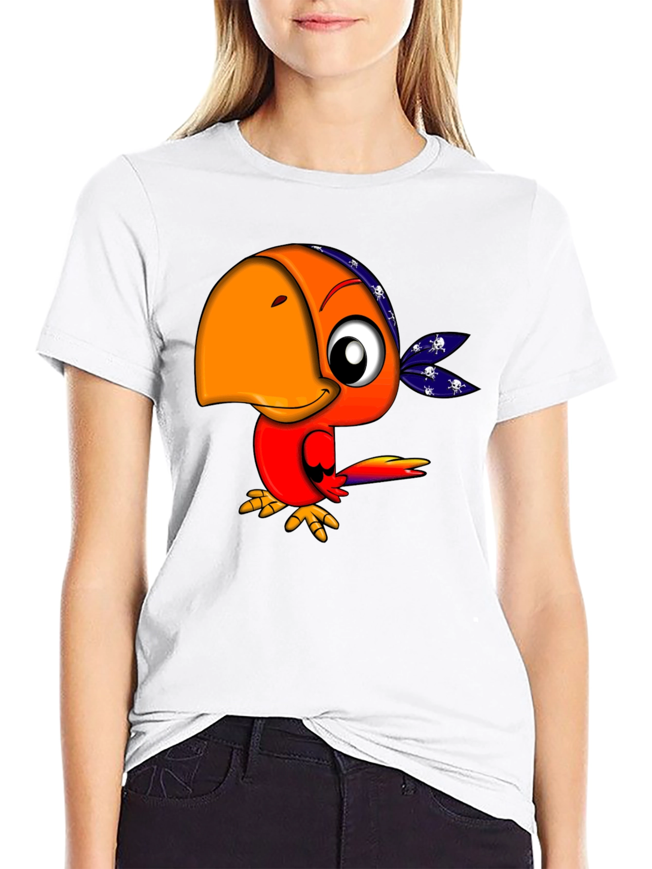Cartoon Pirate Parrot Graphic Tee