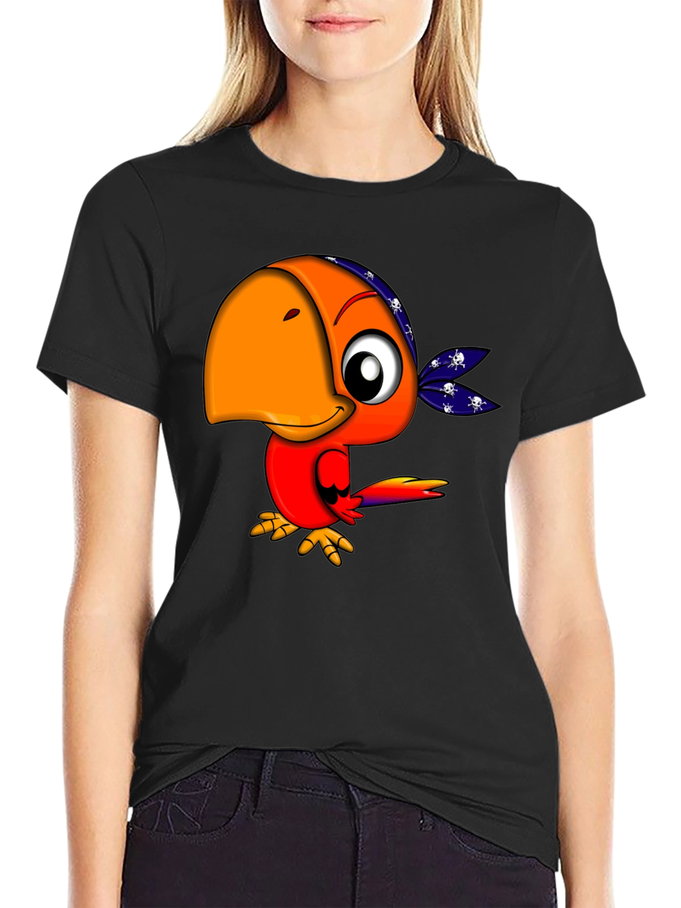Cartoon Pirate Parrot Graphic Tee