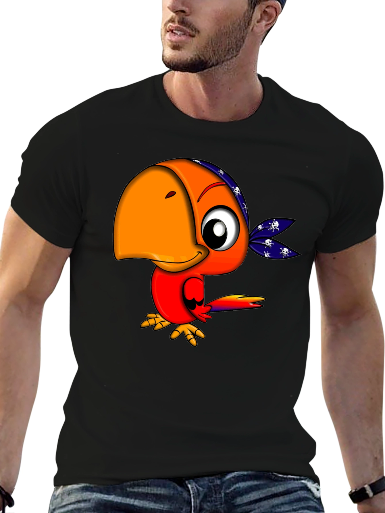 Cartoon Pirate Parrot Graphic Tee