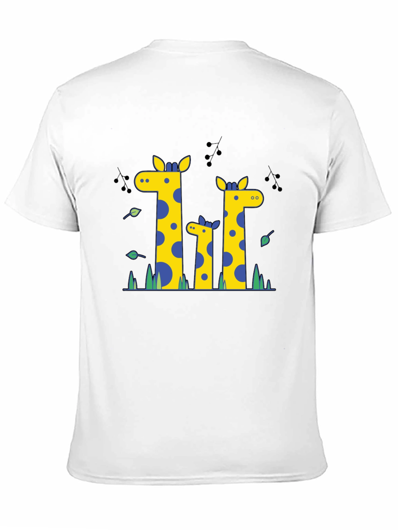 Giraffe Family Graphic Print Black T-Shirt