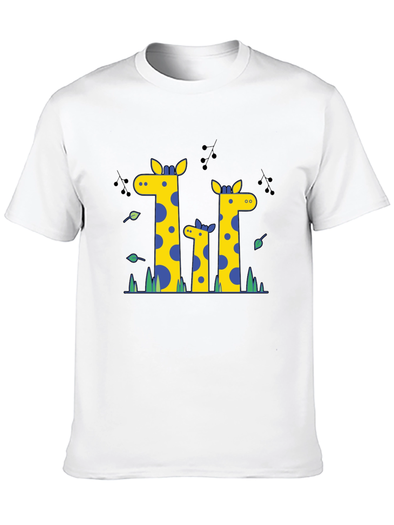 Giraffe Family Graphic Print Black T-Shirt