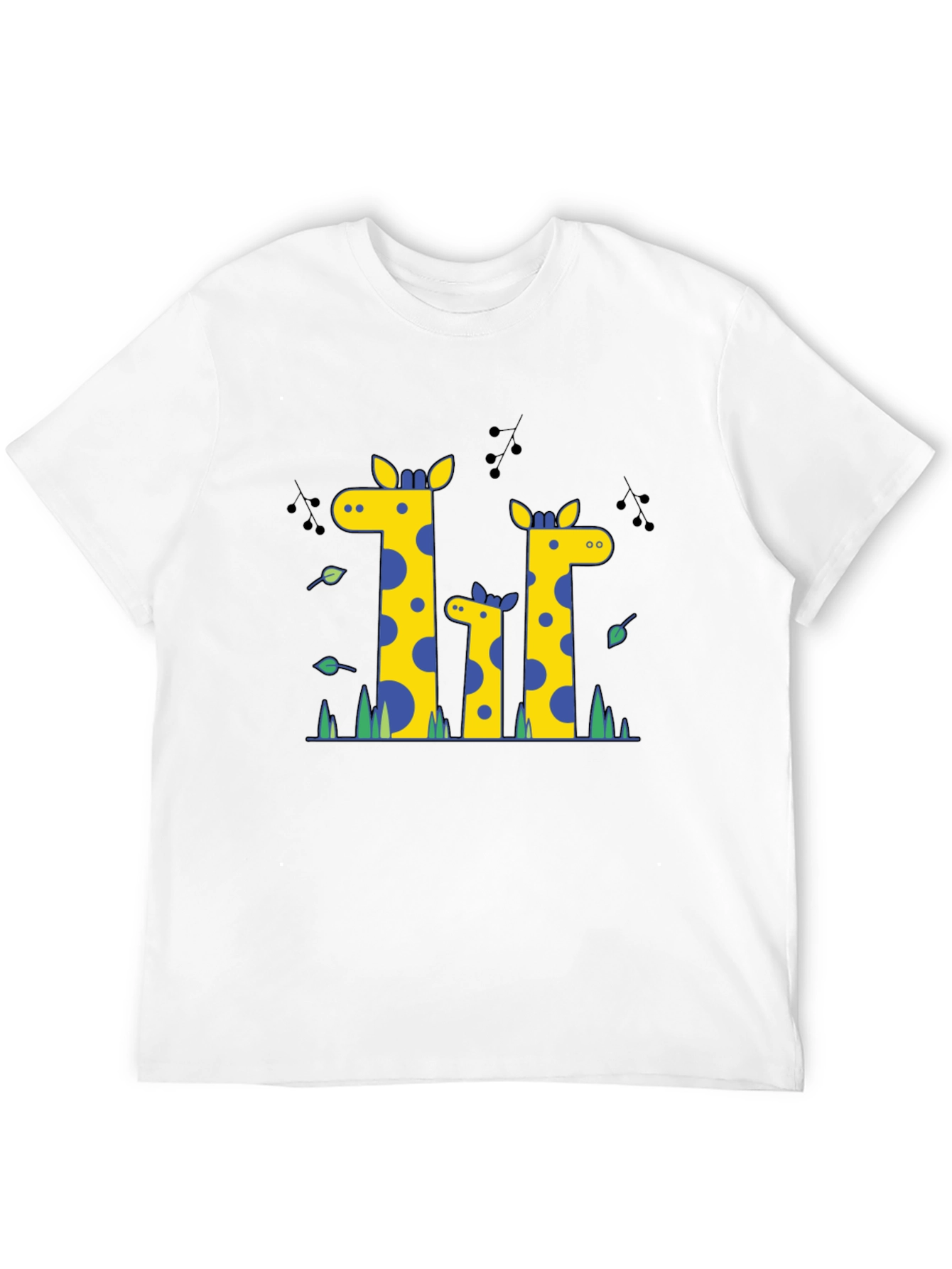 Giraffe Family Graphic Print Black T-Shirt