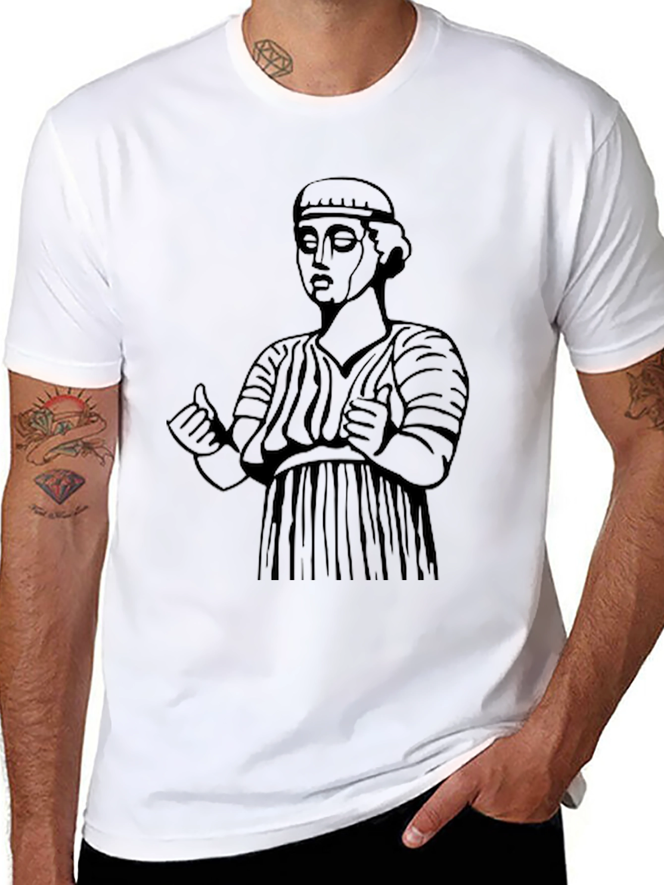Ancient Statue Graphic Tee - Mens Black T-Shirt