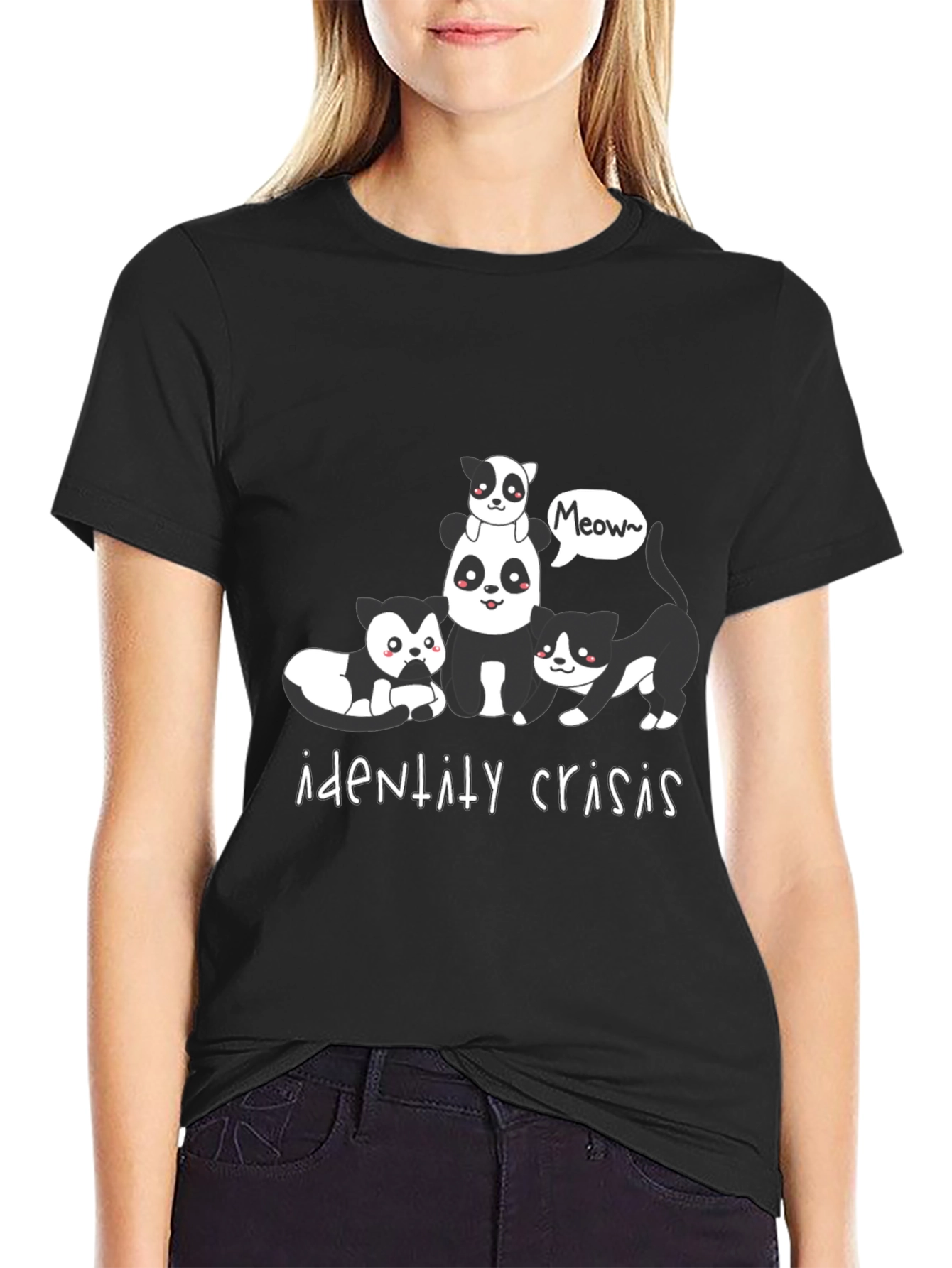 Identity Crisis Panda and Cat Graphic Tee