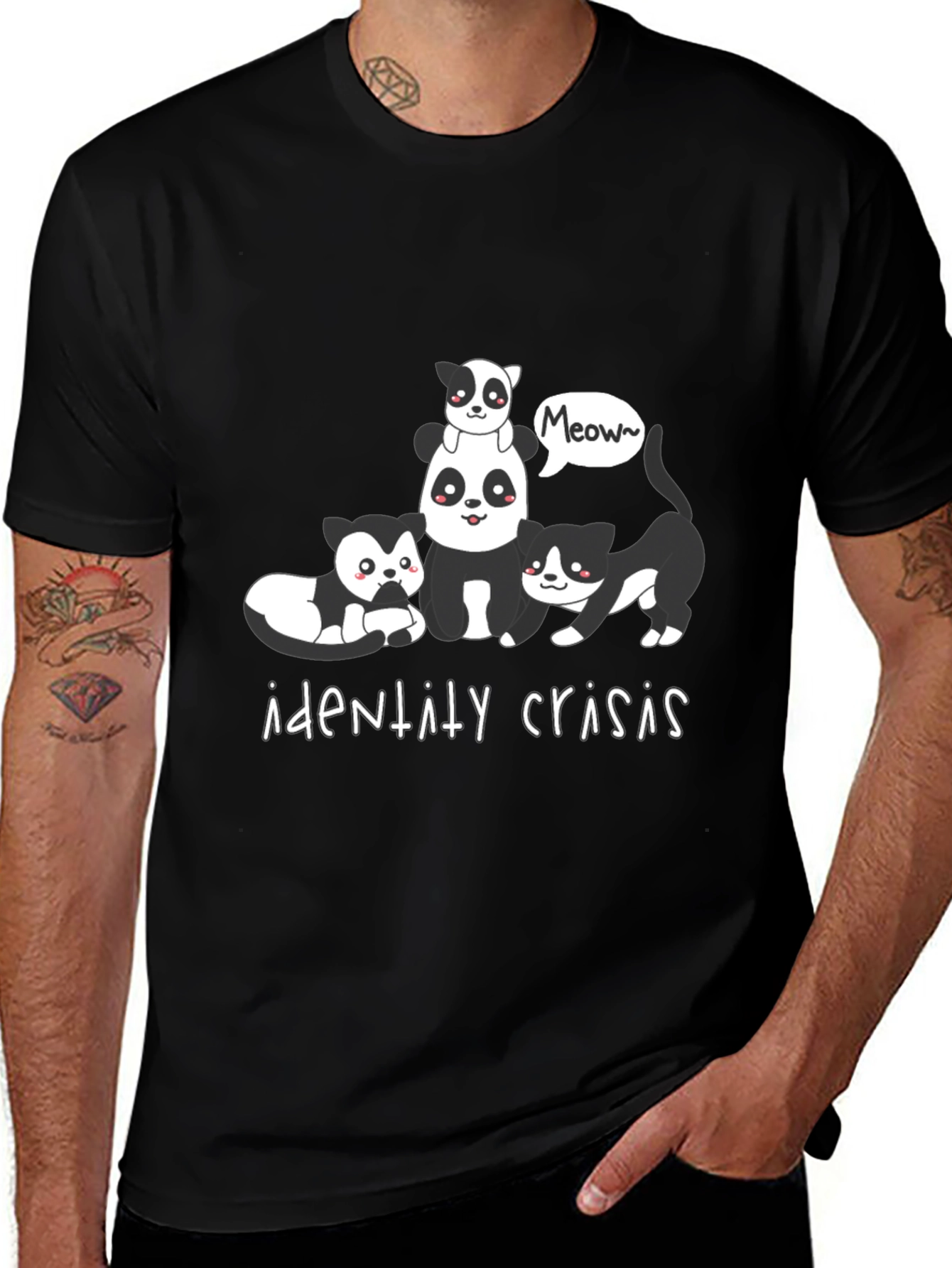 Identity Crisis Panda and Cat Graphic Tee