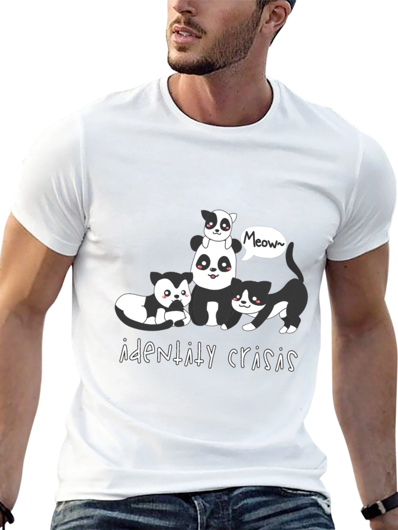 Identity Crisis Panda and Cat Graphic Tee