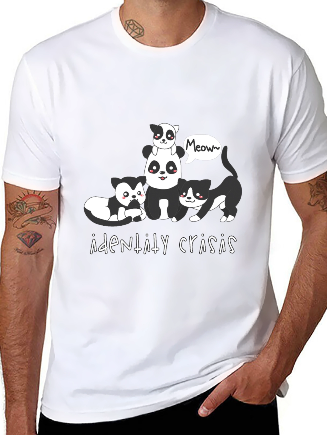 Identity Crisis Panda and Cat Graphic Tee