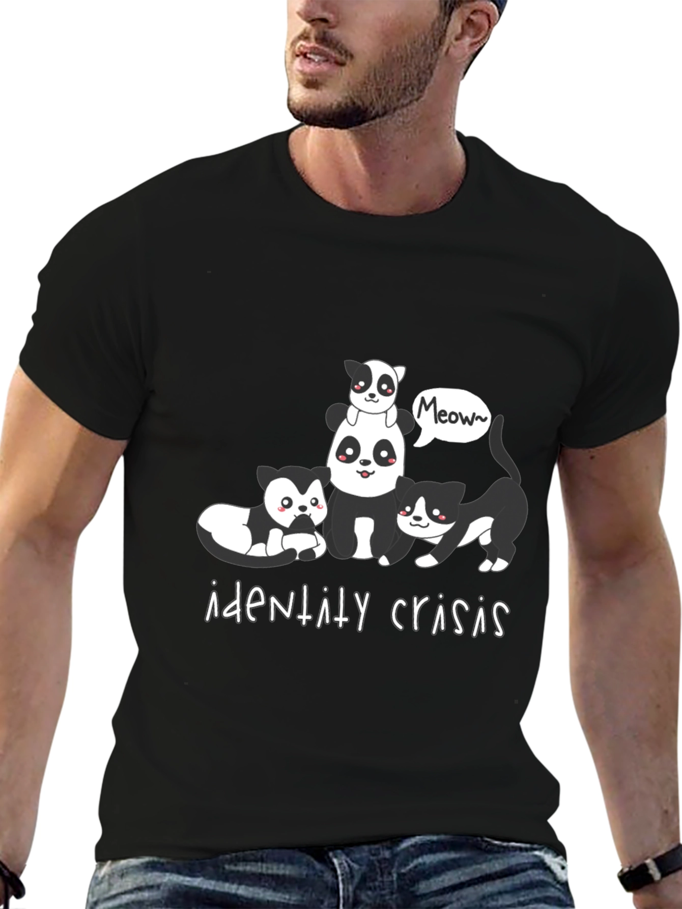Identity Crisis Panda and Cat Graphic Tee