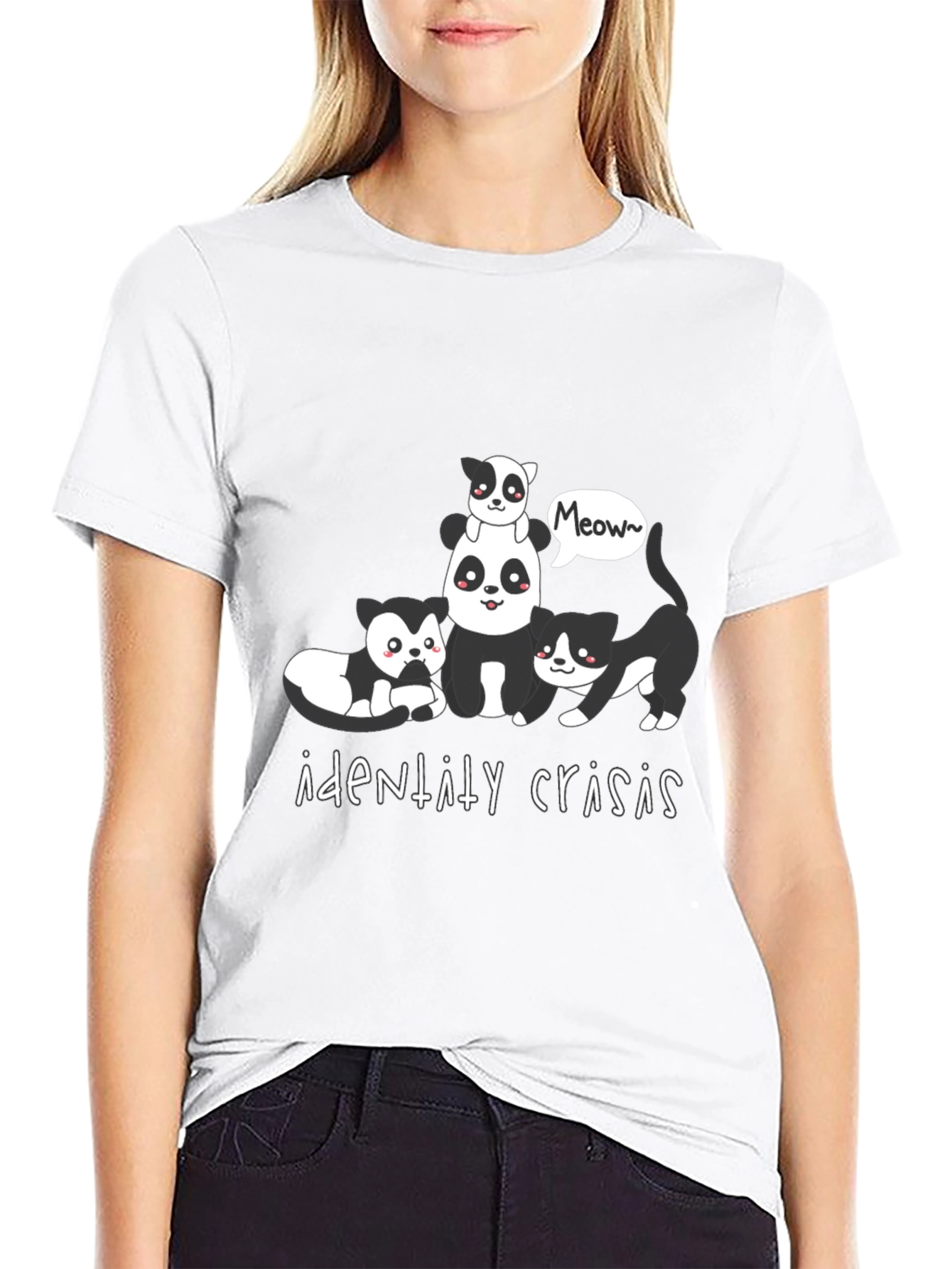 Identity Crisis Panda and Cat Graphic Tee