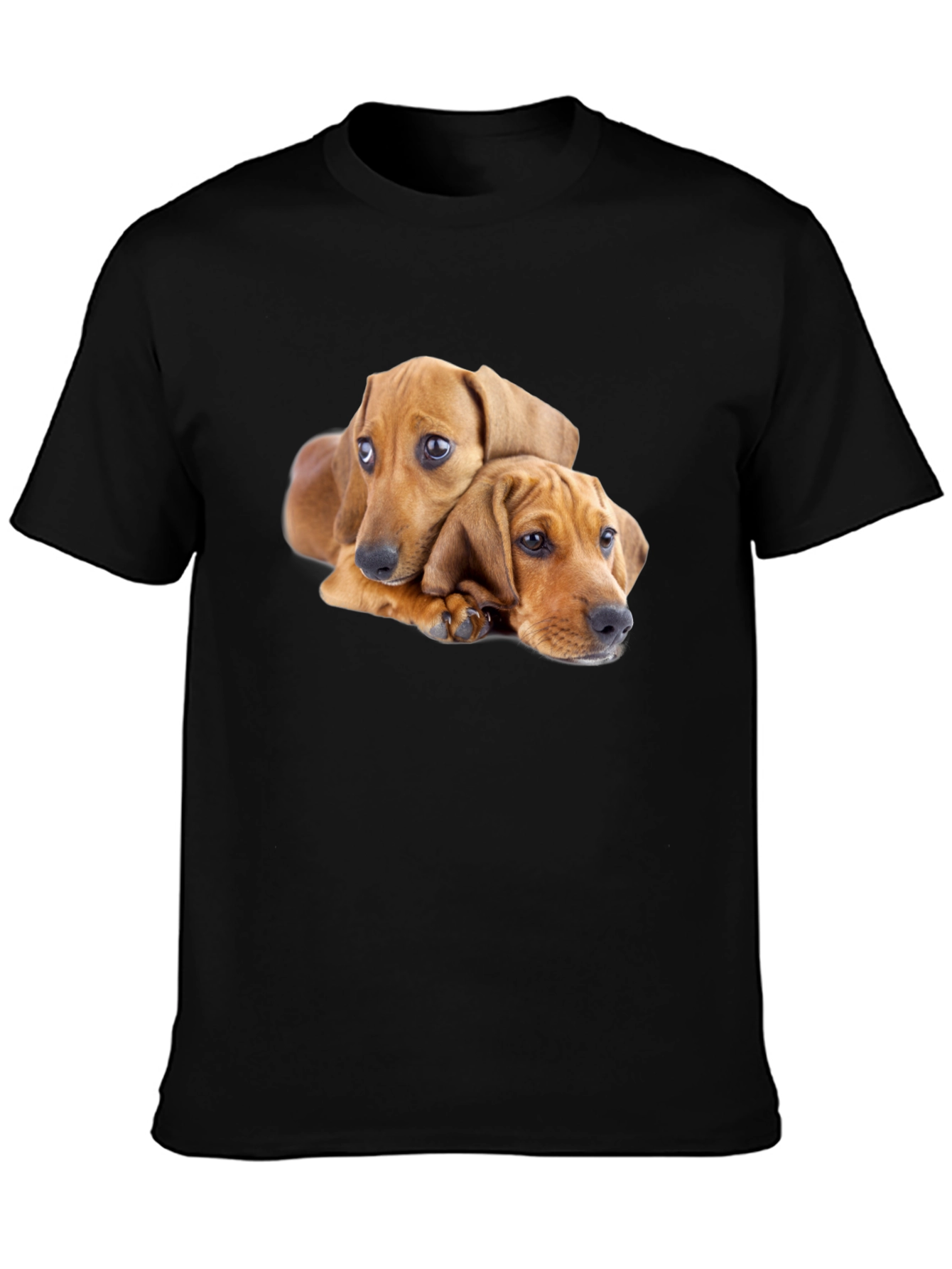 Cute Puppies Graphic Black T-Shirt