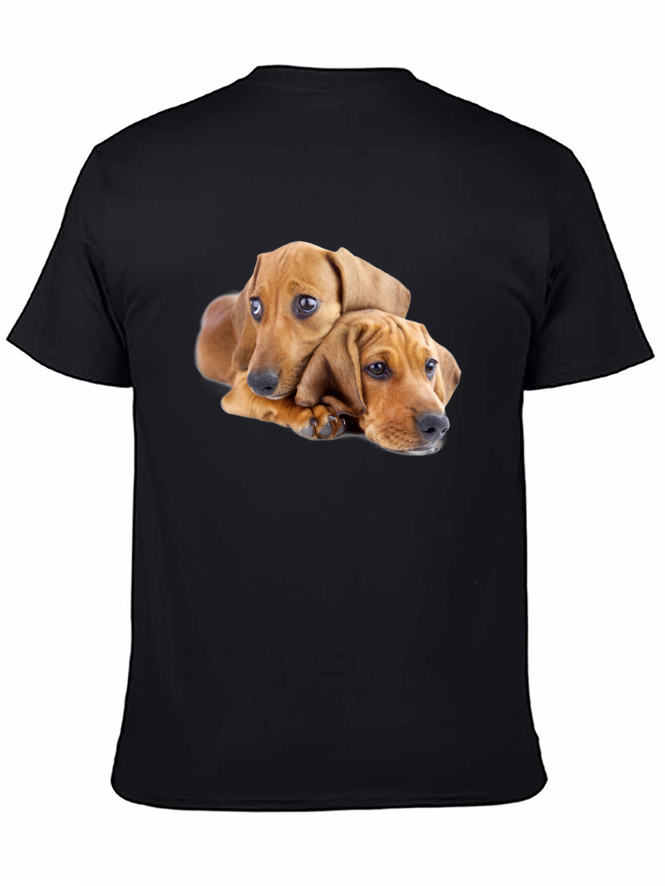 Cute Puppies Graphic Black T-Shirt