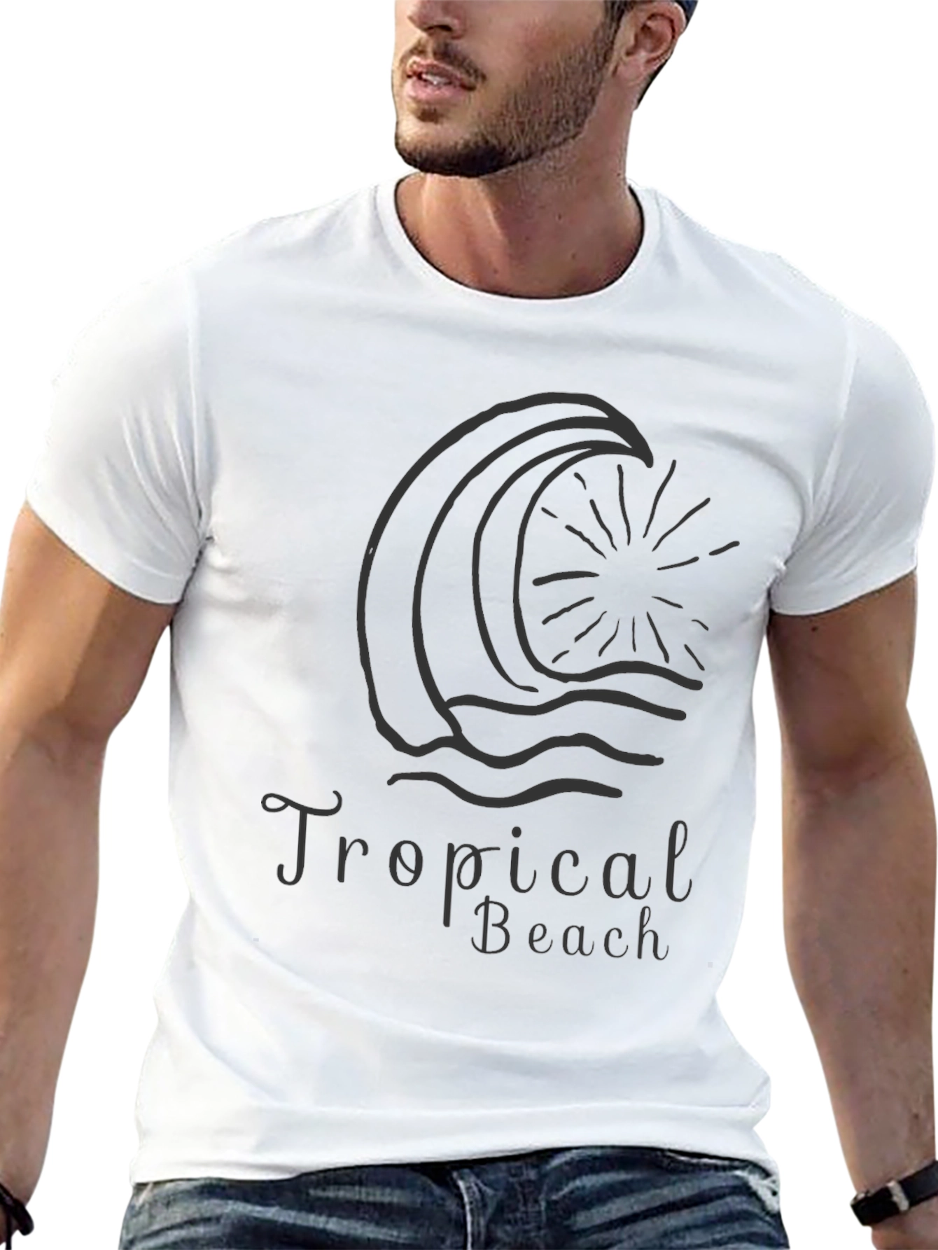 Tropical Beach Wave Graphic T-Shirt
