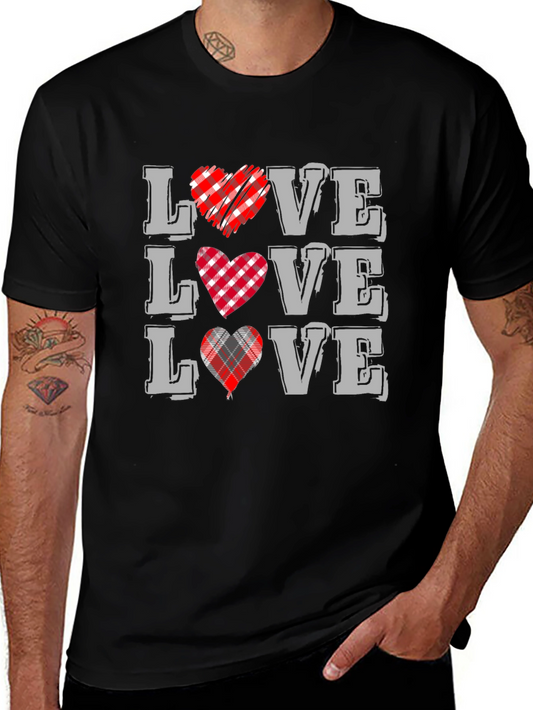 Love Plaid Heart Graphic Tee - Stylish Valentines Day Shirt