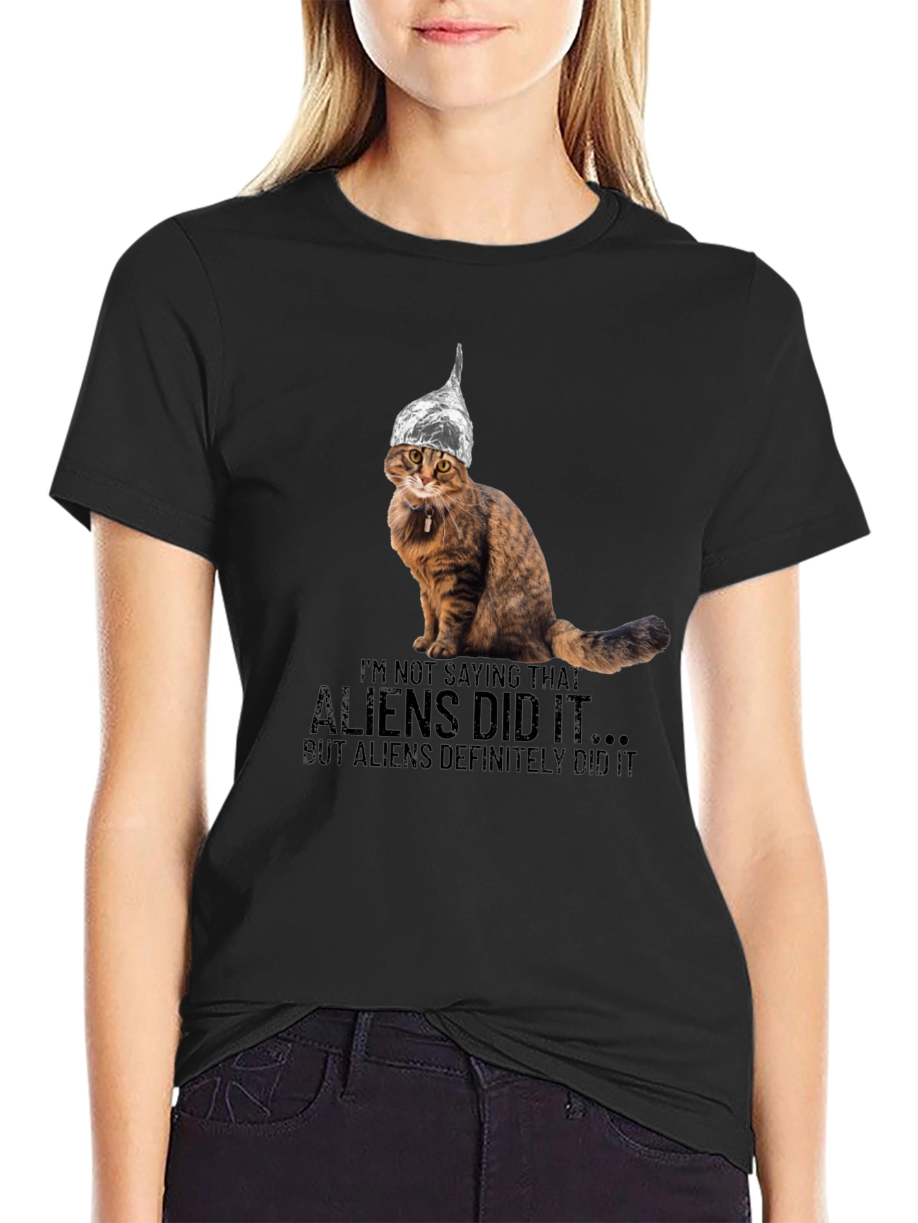 Aliens Did It Cat T-Shirt