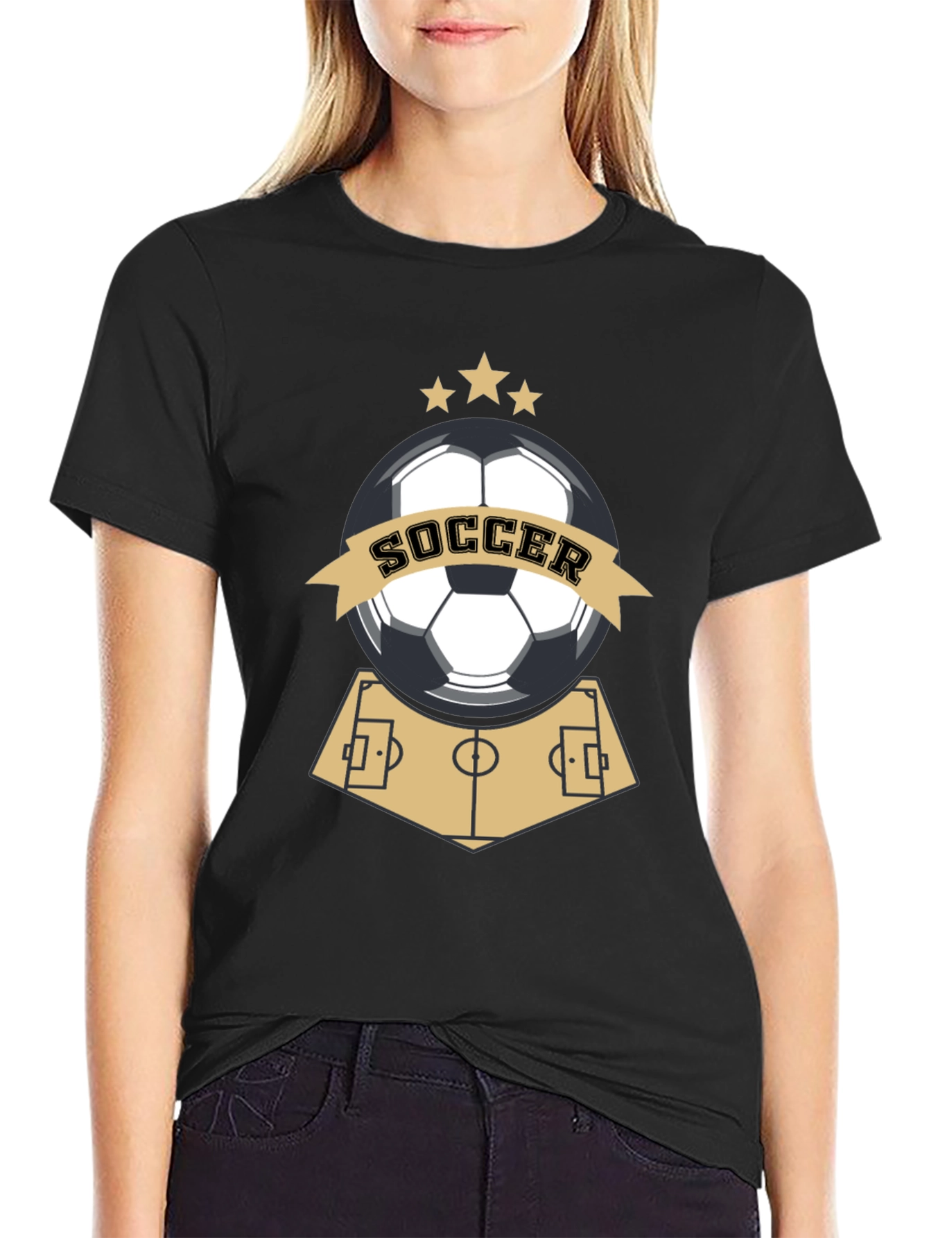 Soccer Graphic Black T-Shirt for Sports Fans