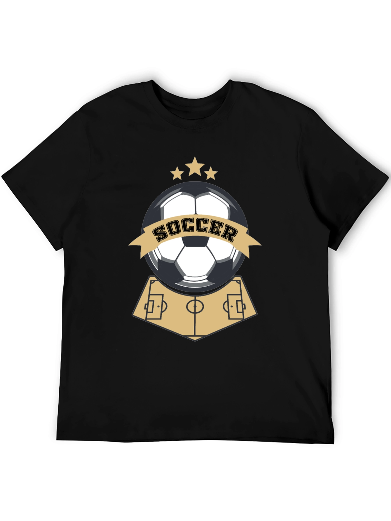 Soccer Graphic Black T-Shirt for Sports Fans