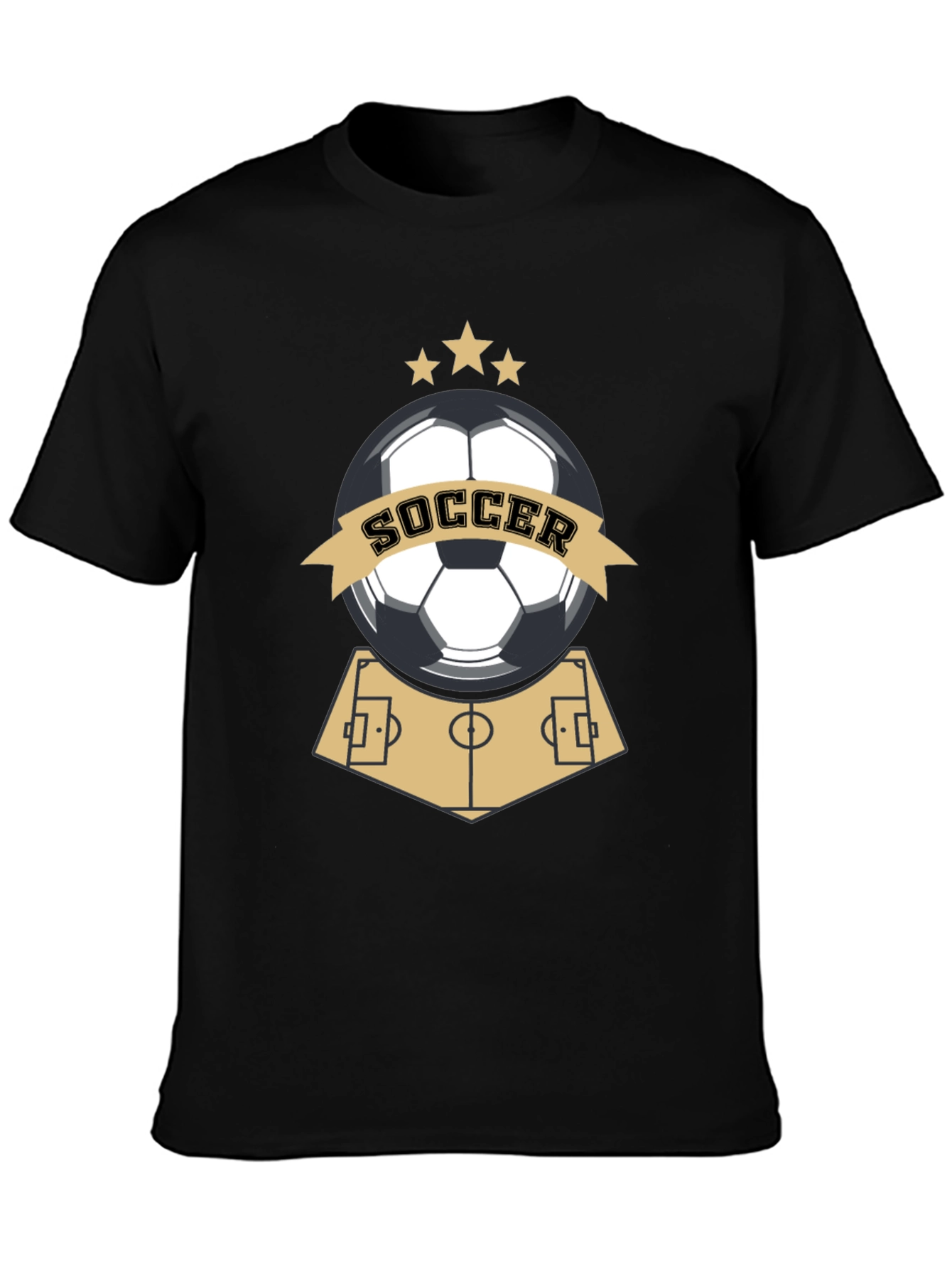 Soccer Graphic Black T-Shirt for Sports Fans