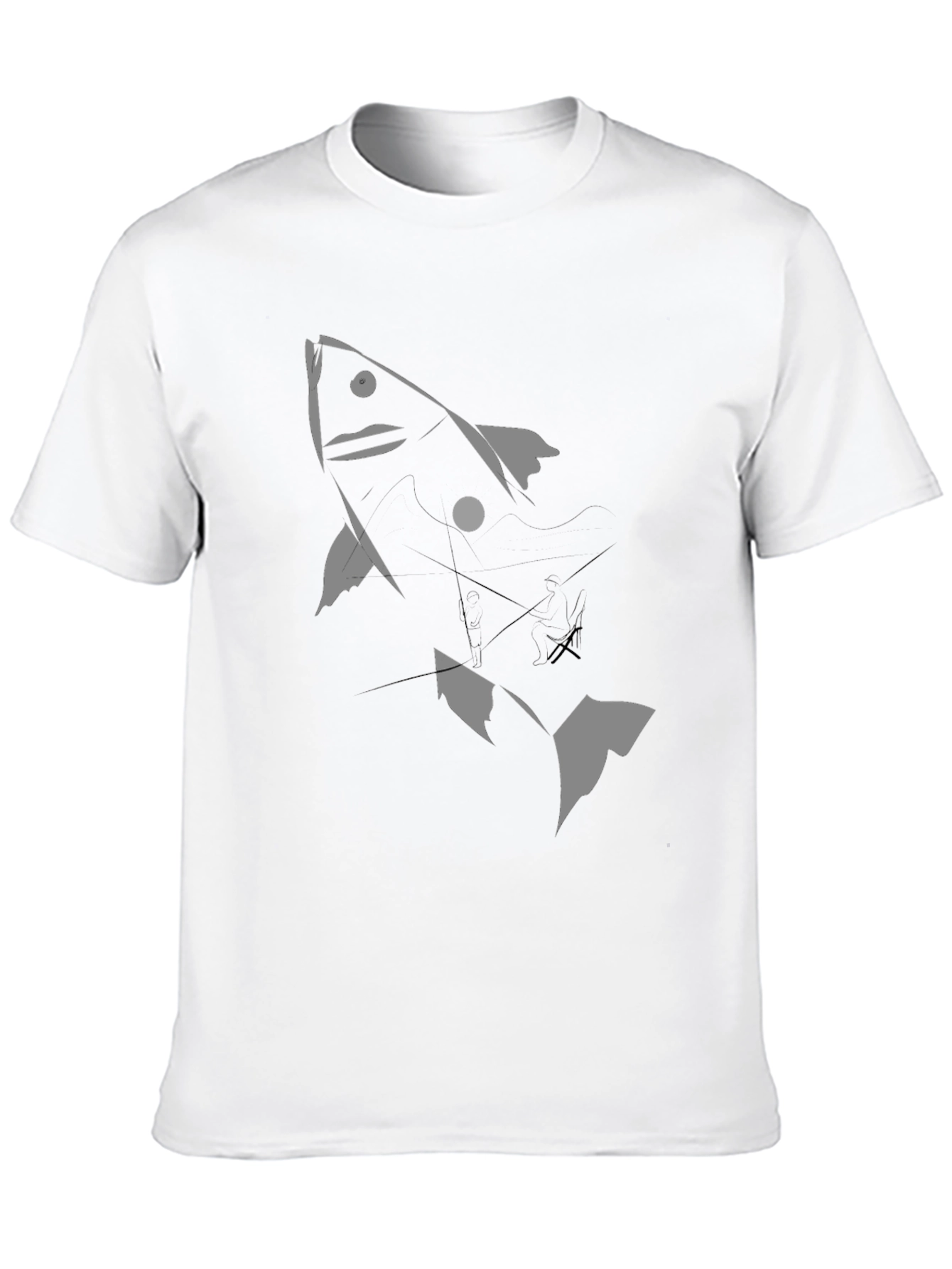 Black Graphic Tee - Abstract Fish Design