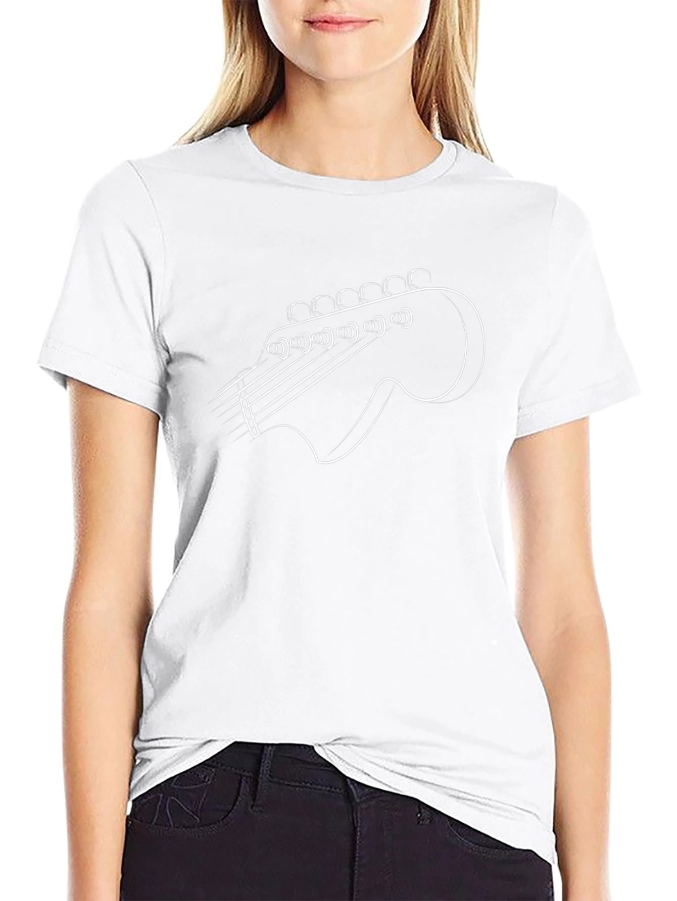 Guitar Headstock Outline T-Shirt - Music Lover Tee