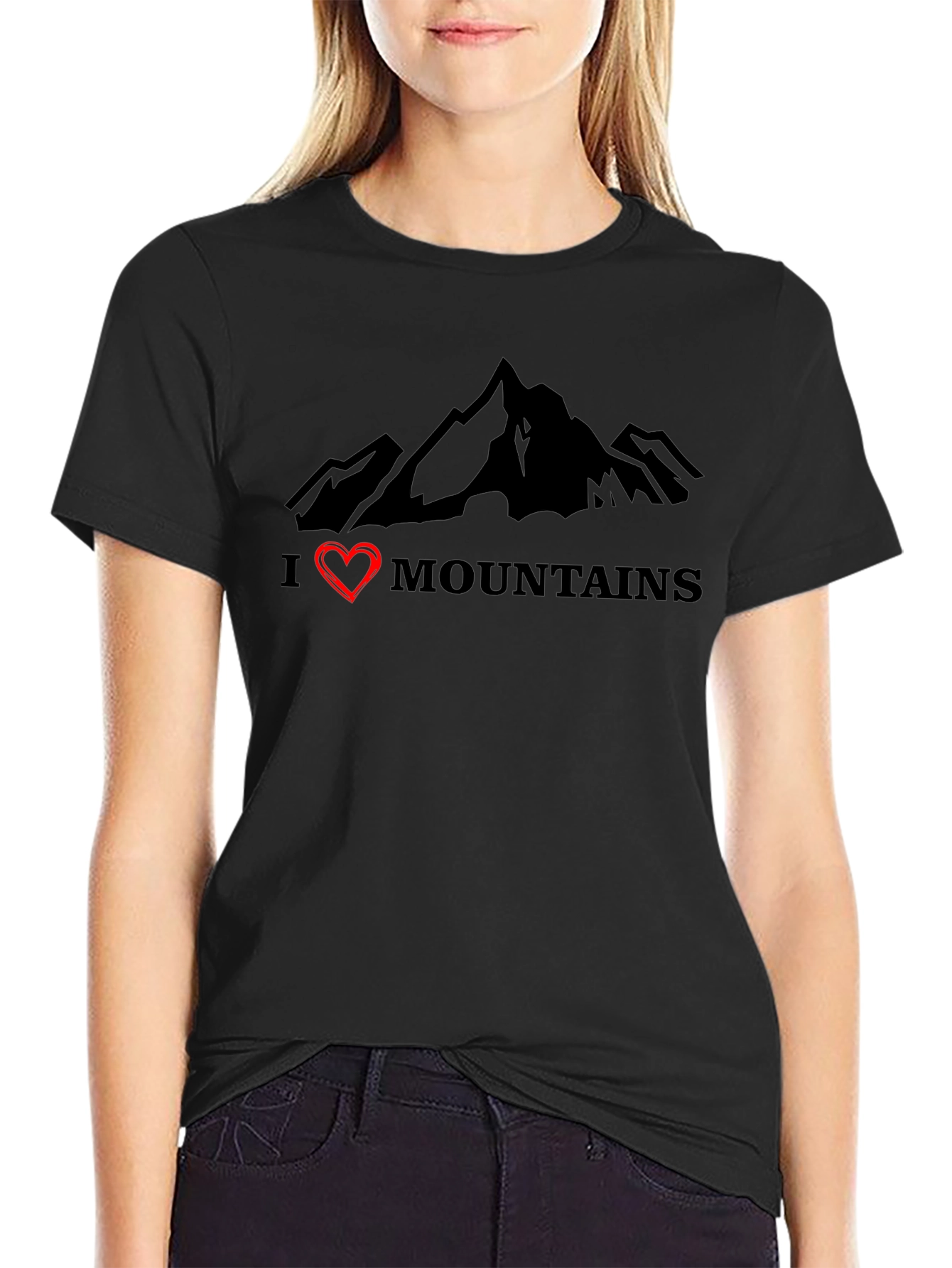 I Heart Mountains Graphic Tee - Black
