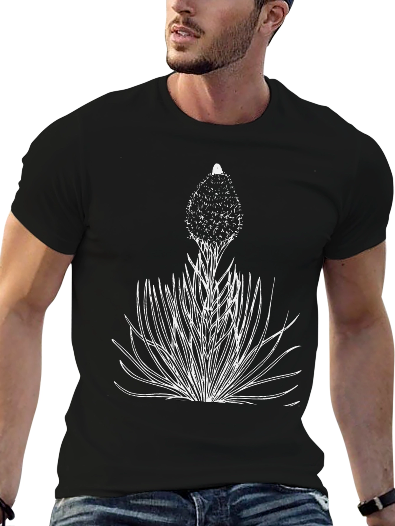 Unique Botanical Graphic Tee - Black