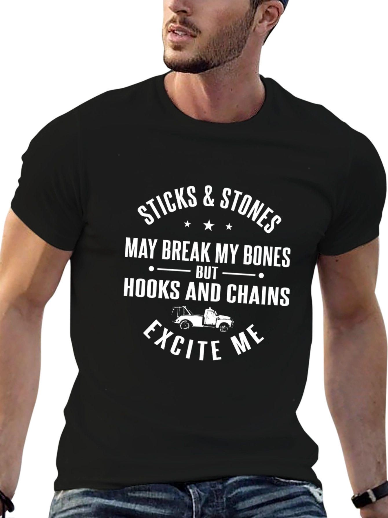 Sticks & Stones Funny Tow Trucker T-Shirt