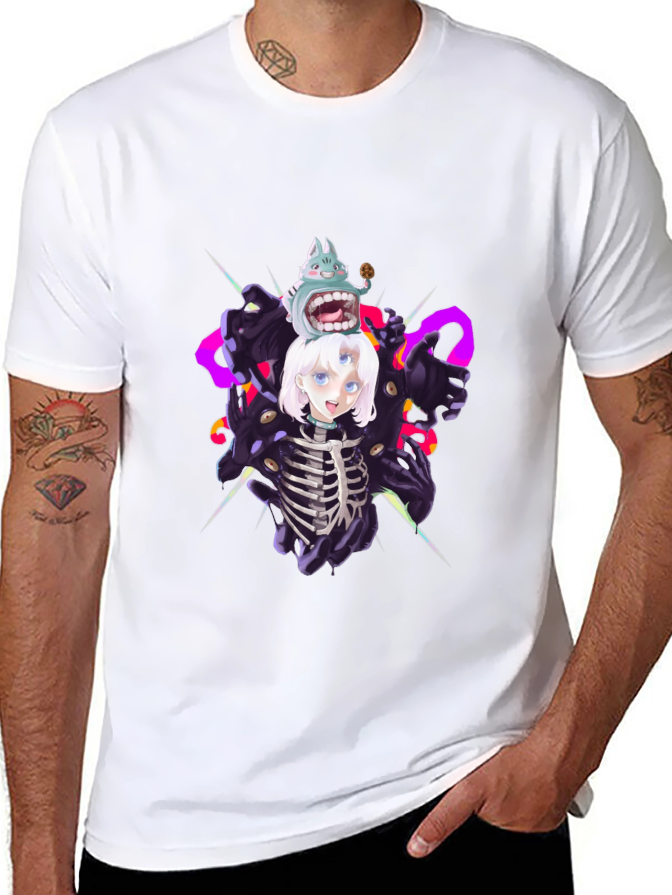 Unique Graphic Print Black T-Shirt
