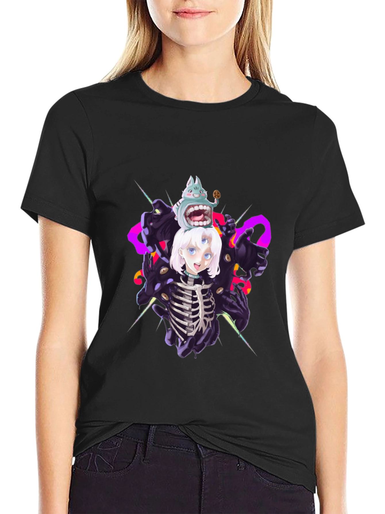 Unique Graphic Print Black T-Shirt