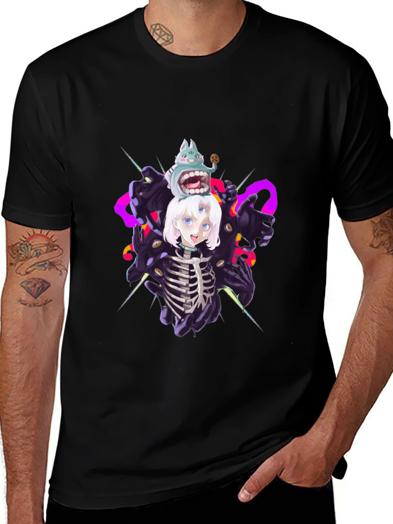 Unique Graphic Print Black T-Shirt