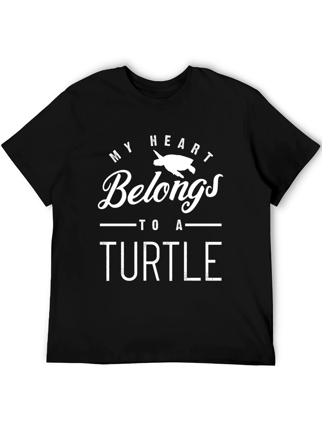 My Heart Belongs to a Turtle Black T-Shirt
