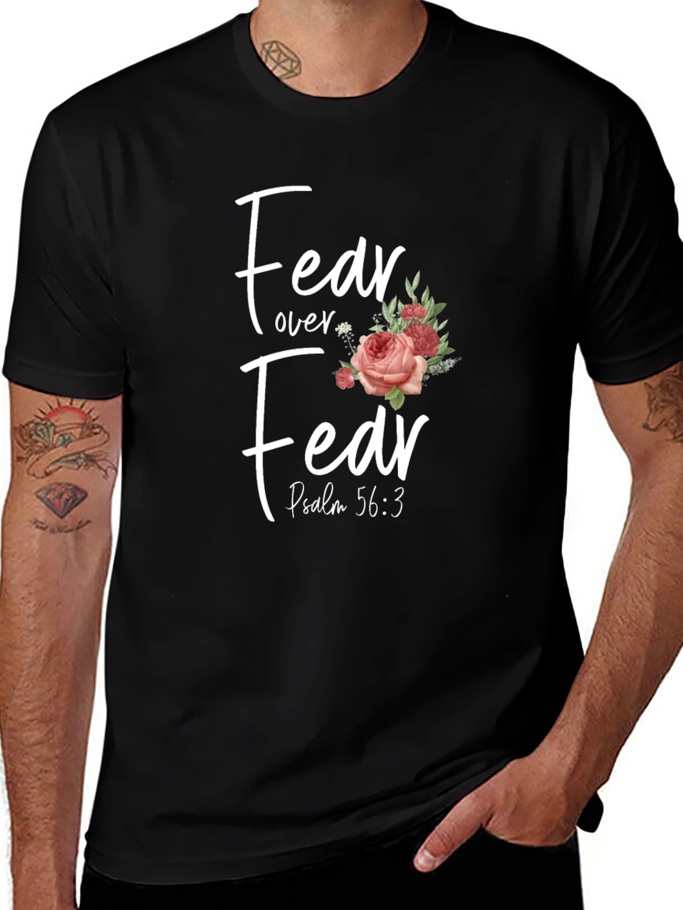 Fear Over Fear Floral Christian T-Shirt