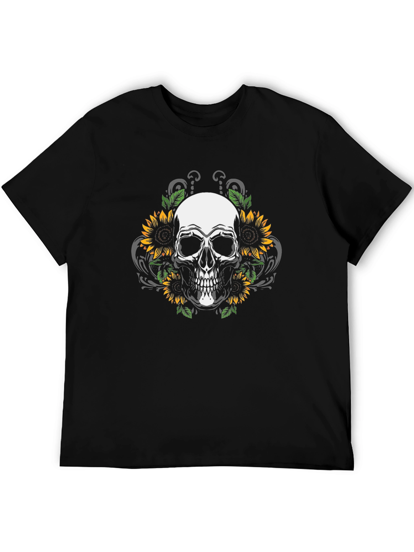 Skull & Sunflower Graphic Tee - Black