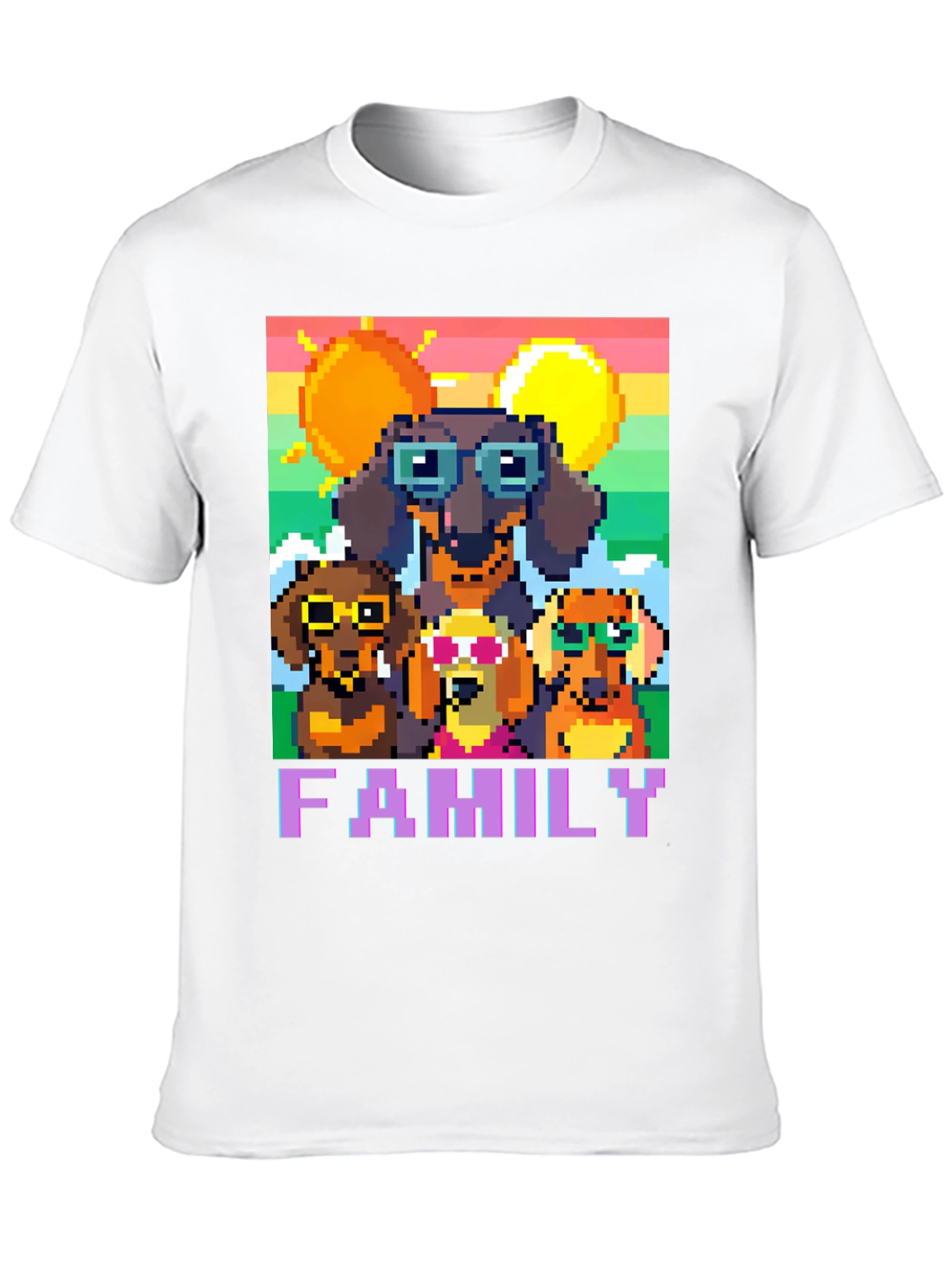 Dachshund Family Pixel Art T-Shirt