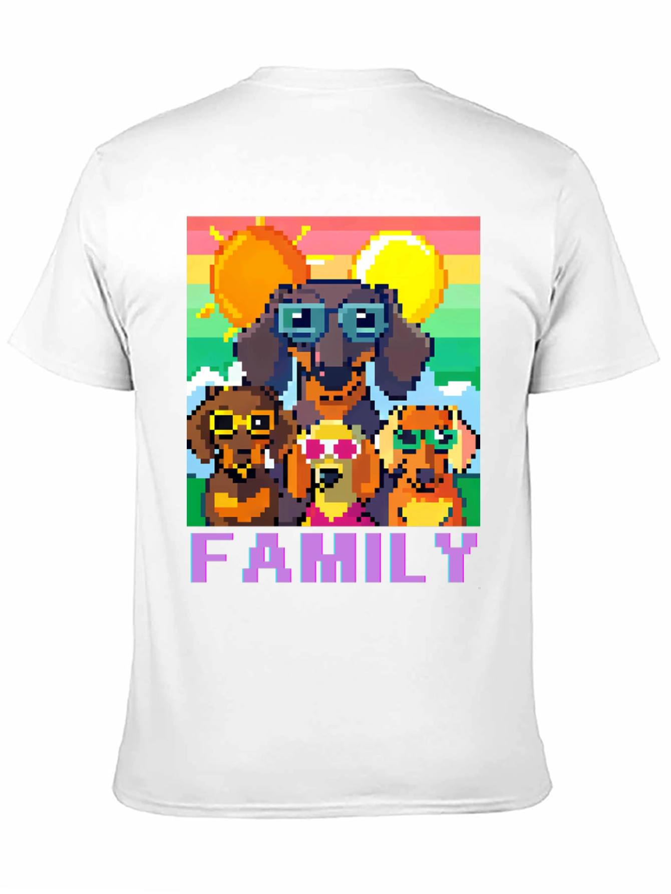 Dachshund Family Pixel Art T-Shirt