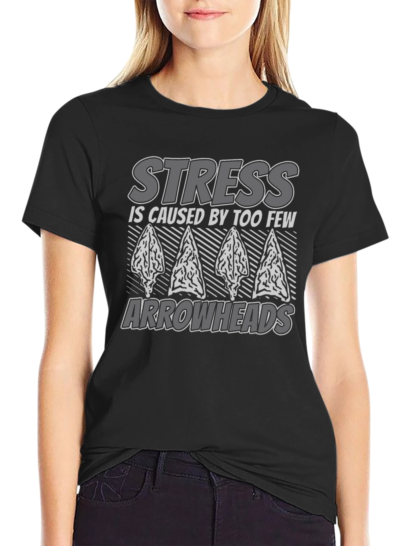 Stress Arrowheads Graphic Tee - Black Cotton Comfort