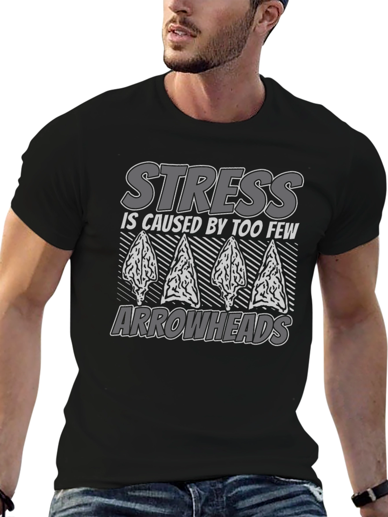 Stress Arrowheads Graphic Tee - Black Cotton Comfort