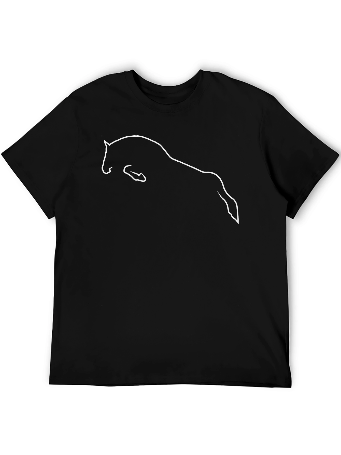 Equestrian Horse Silhouette Graphic T-Shirt - Black