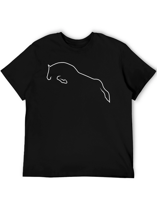 Equestrian Horse Silhouette Graphic T-Shirt - Black
