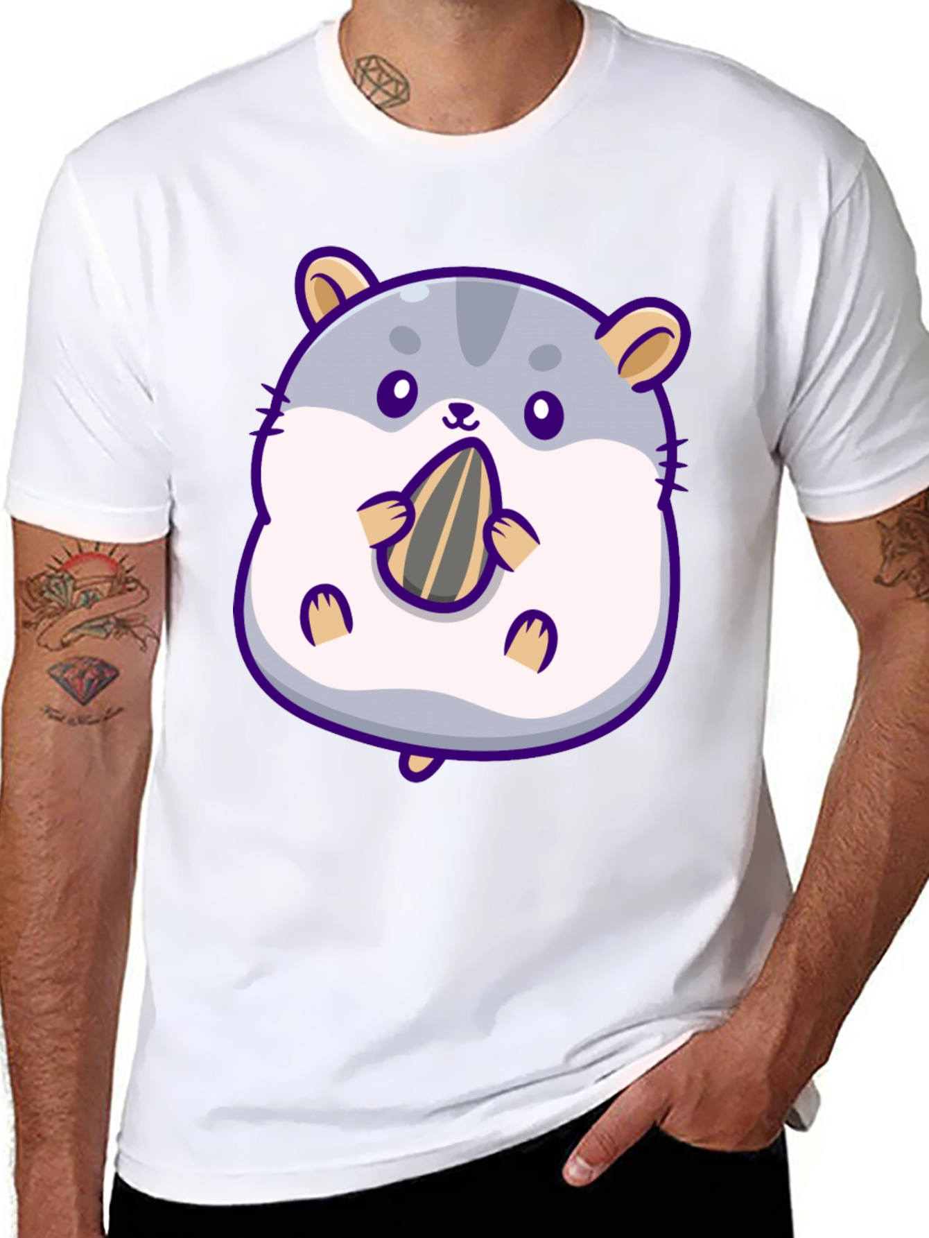 Cute Hamster Eating Seed Graphic T-Shirt