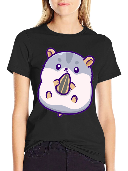 Cute Hamster Eating Seed Graphic T-Shirt