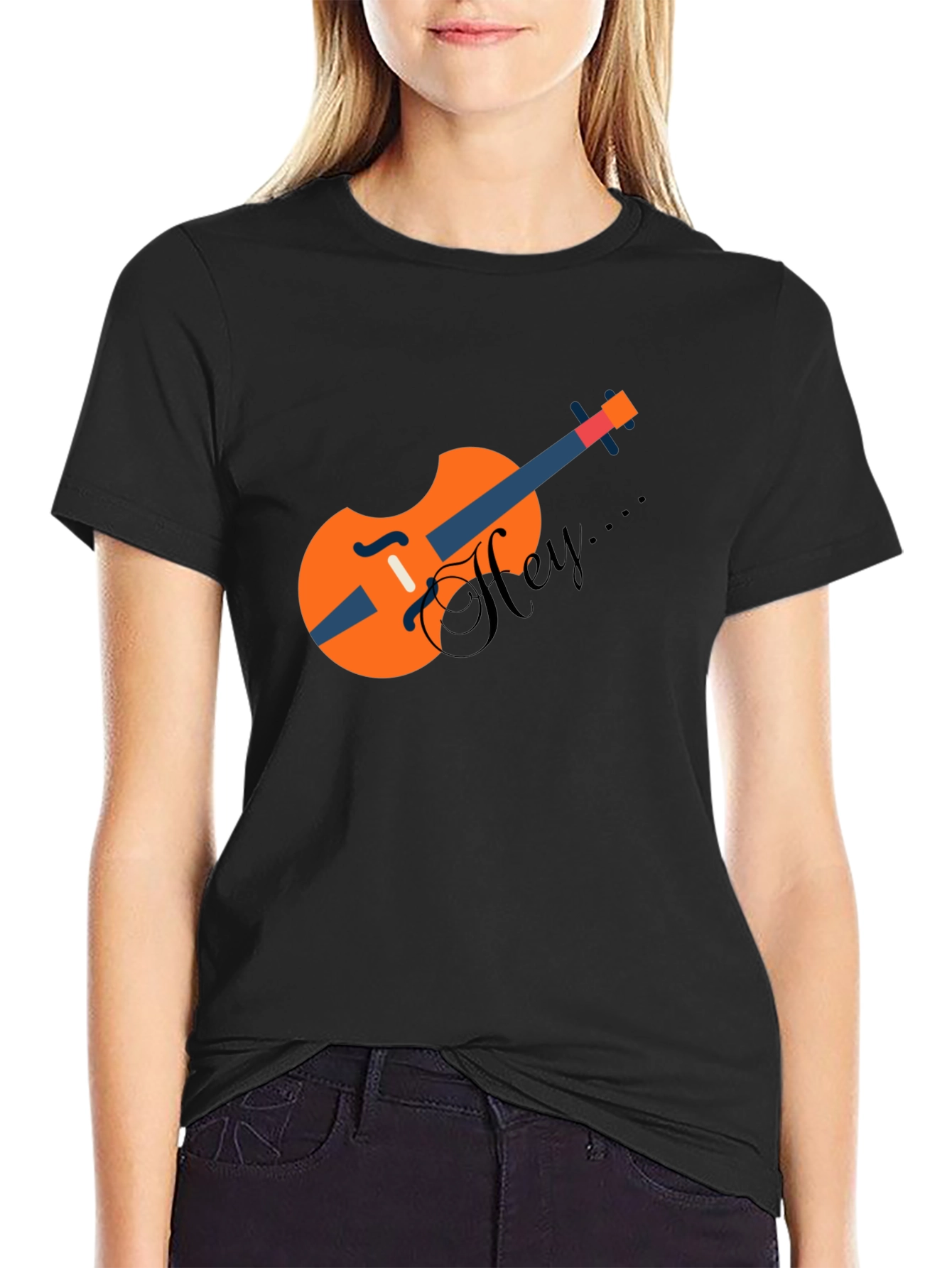 Stylish Black T-Shirt with Unique Violin Graphic